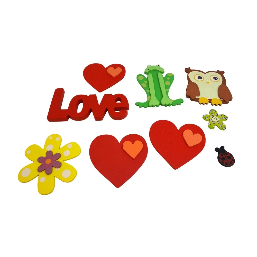 Craft Embellishments Love Hearts Owl‎ Frog Flower Ladybug Wood Plaques